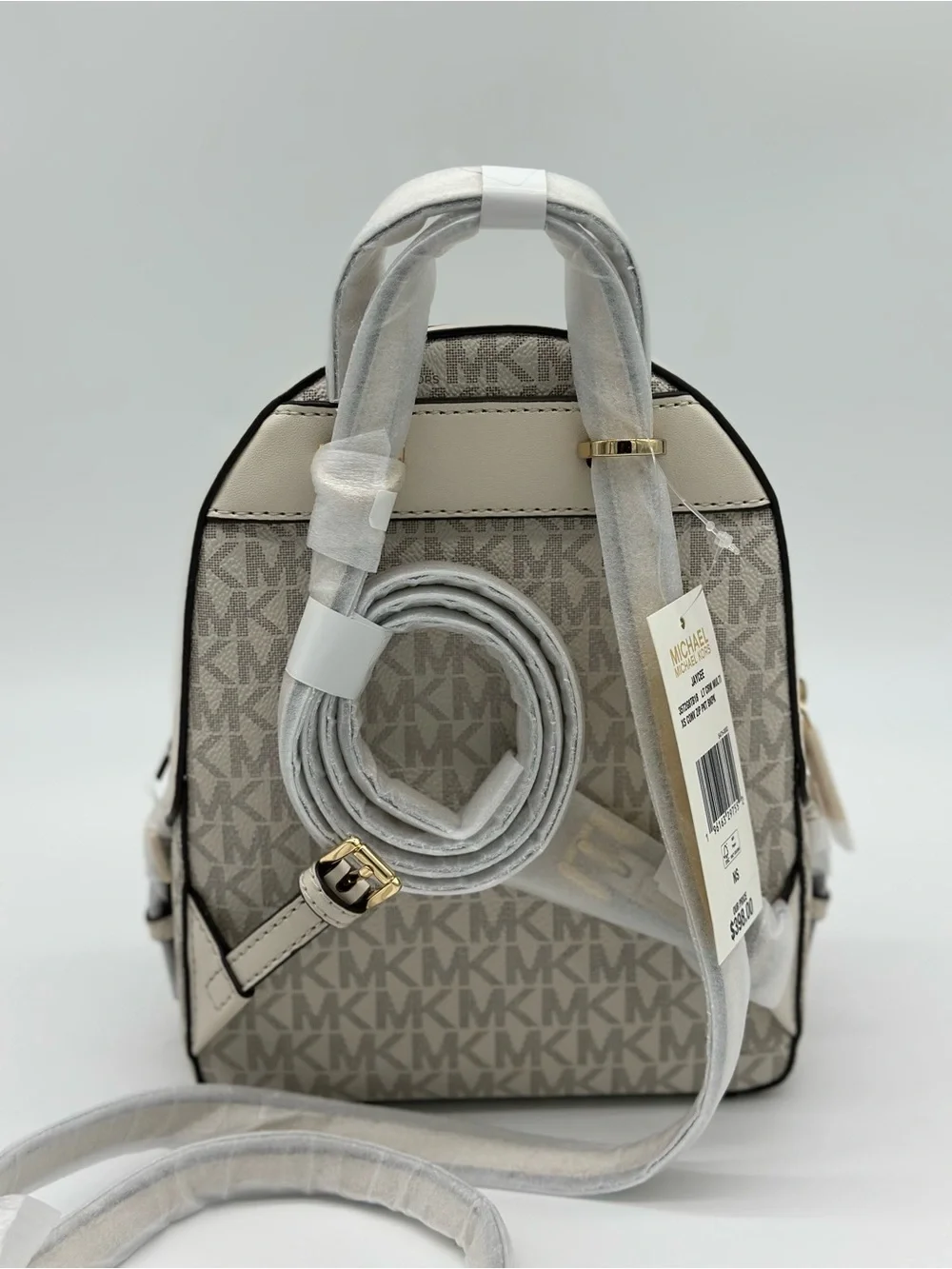 Michael Kors Cream Beige Signature Mini Backpack with Gold Hardware
